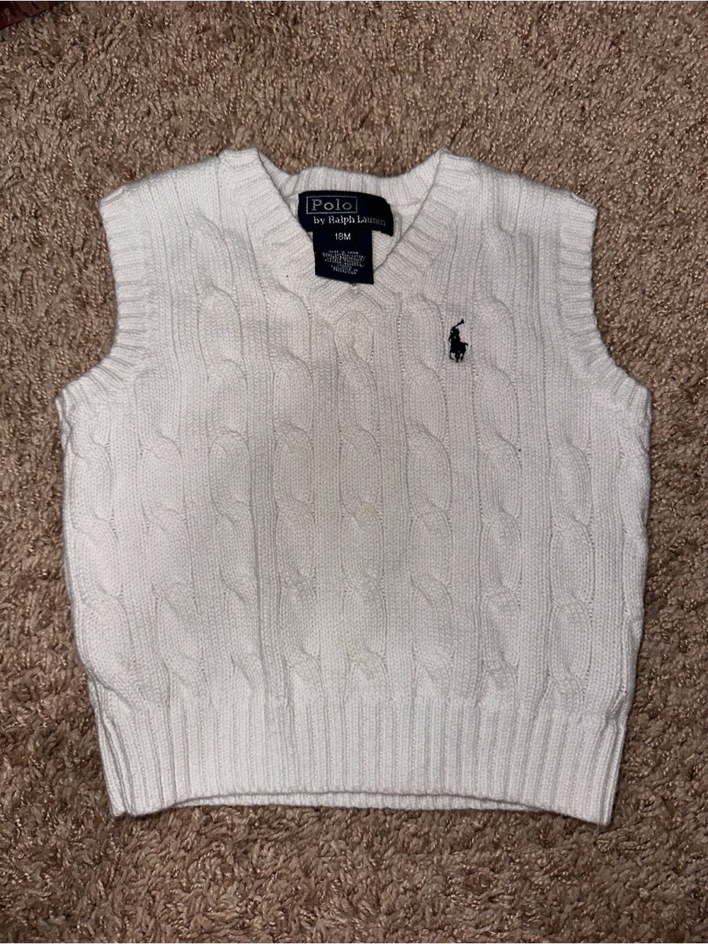 Polo by Ralph Lauren White Cable Knit Sweater Vest